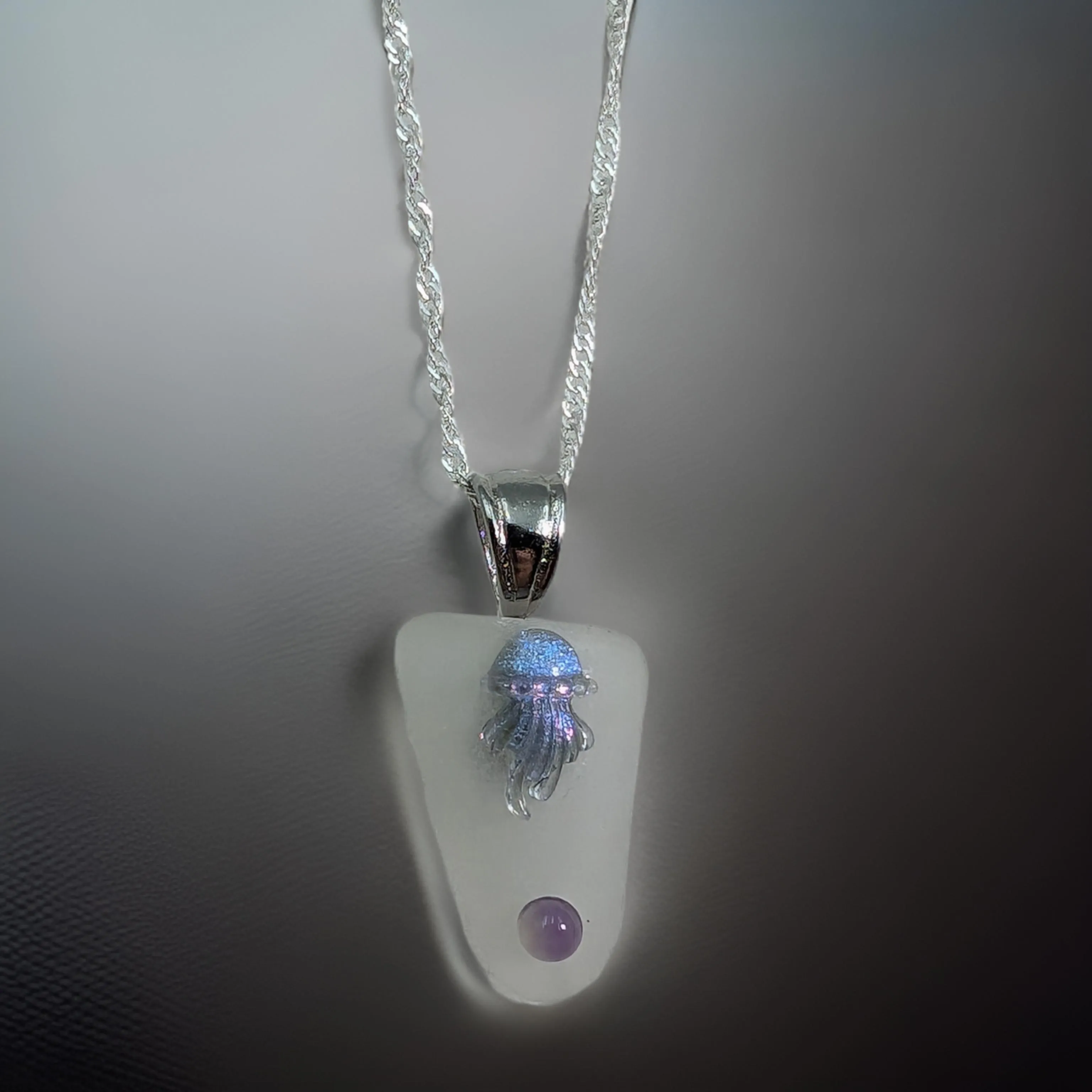 Jellyfish - Sea glass - Necklace