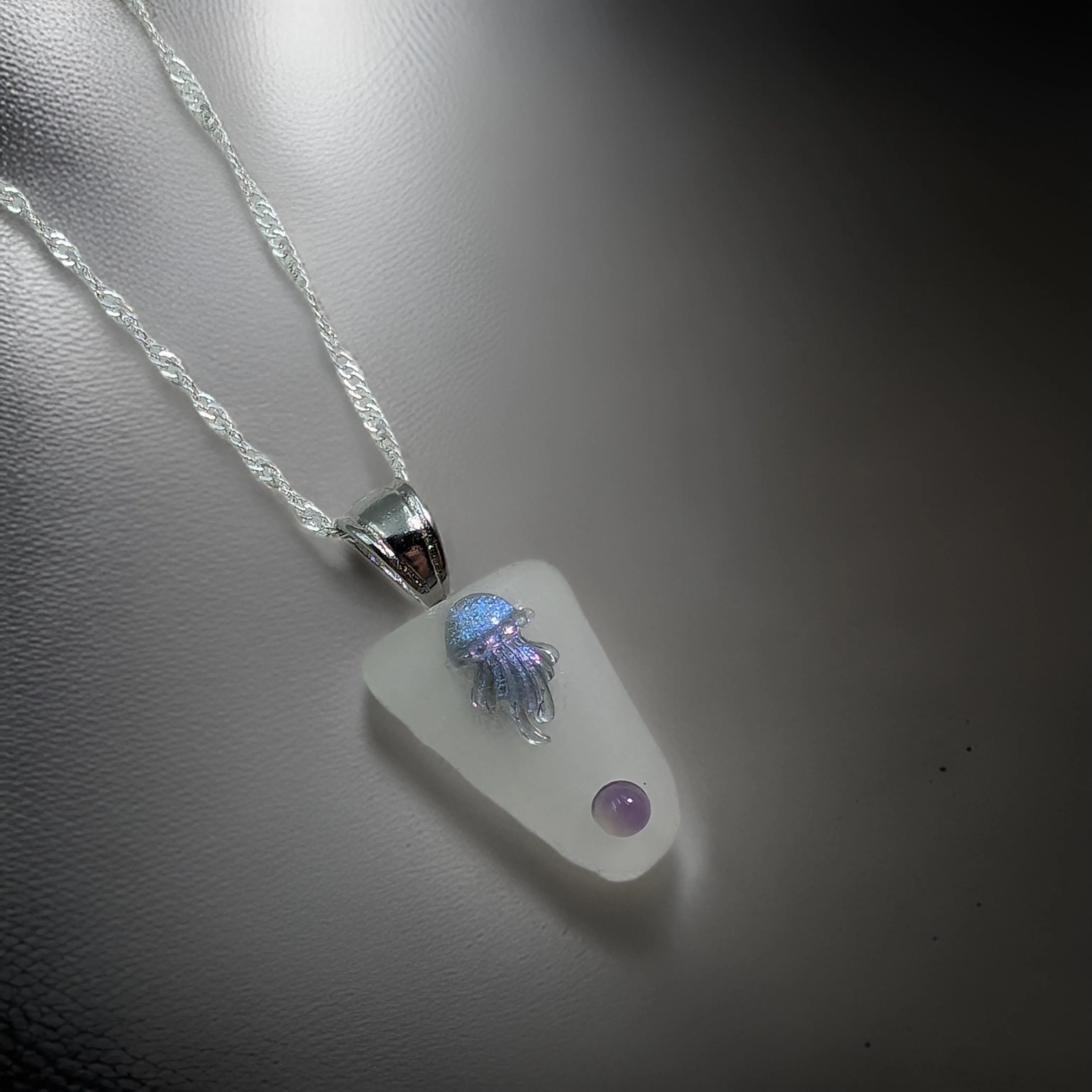 Jellyfish - Sea glass - Necklace