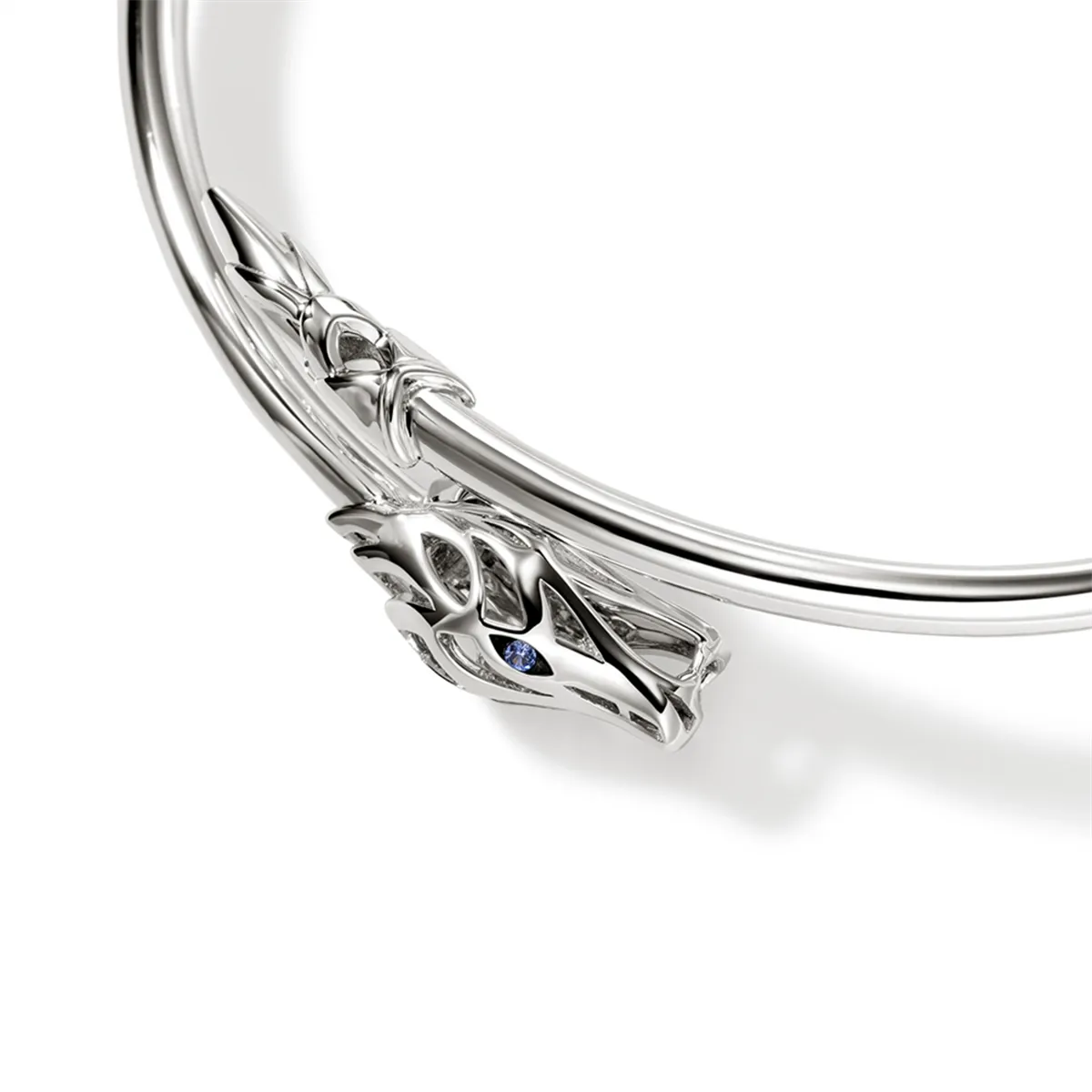 John Hardy Sterling Silver Naga Slim Cuff Bracelet with Blue Sapphire Eyes