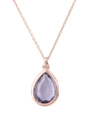 Latelita London Pisa Mini Teardrop Necklace Rosegold Amethyst