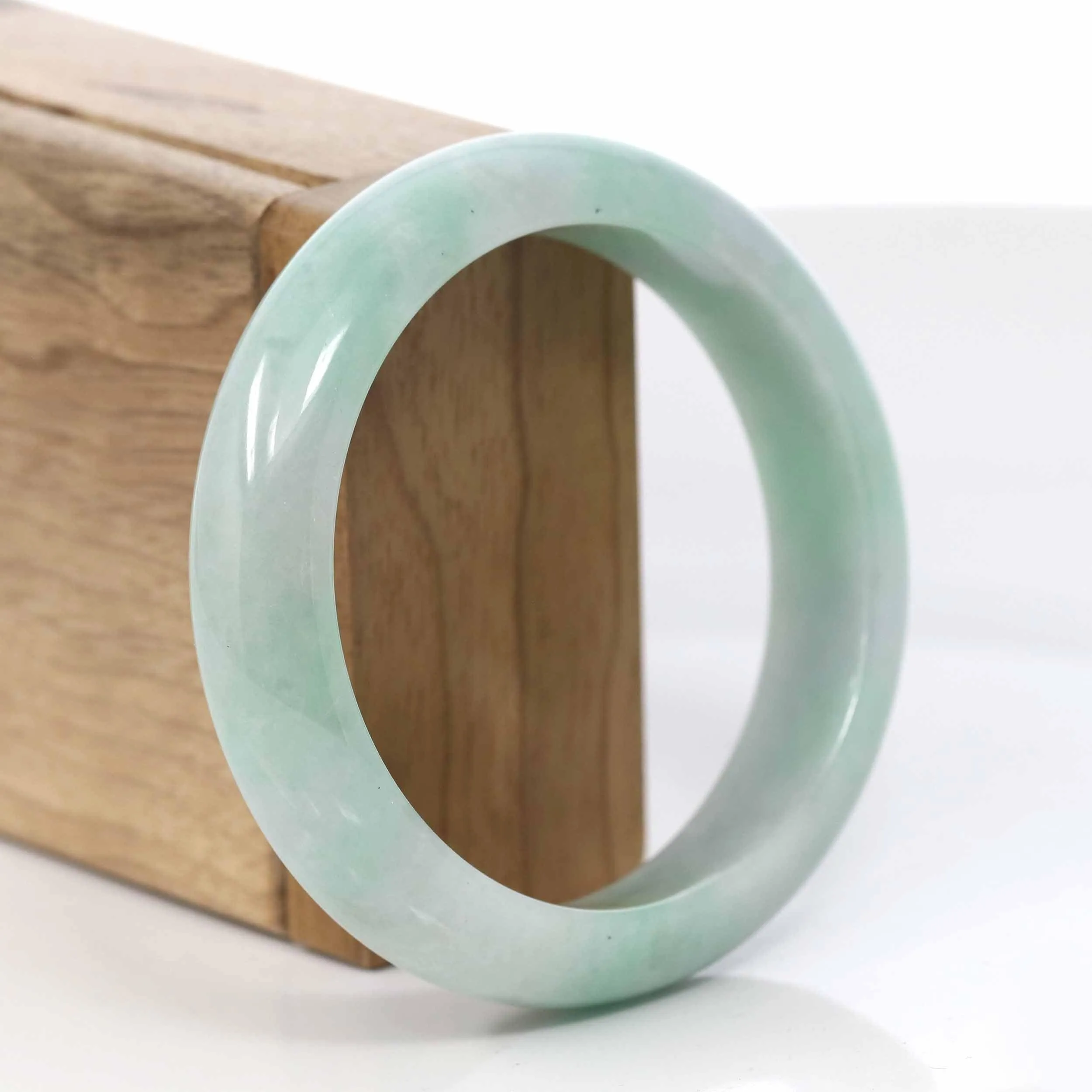Lavender- Green Natural Genuine Burmese Jadeite Jade Bangle ( 57.54 mm ) #993