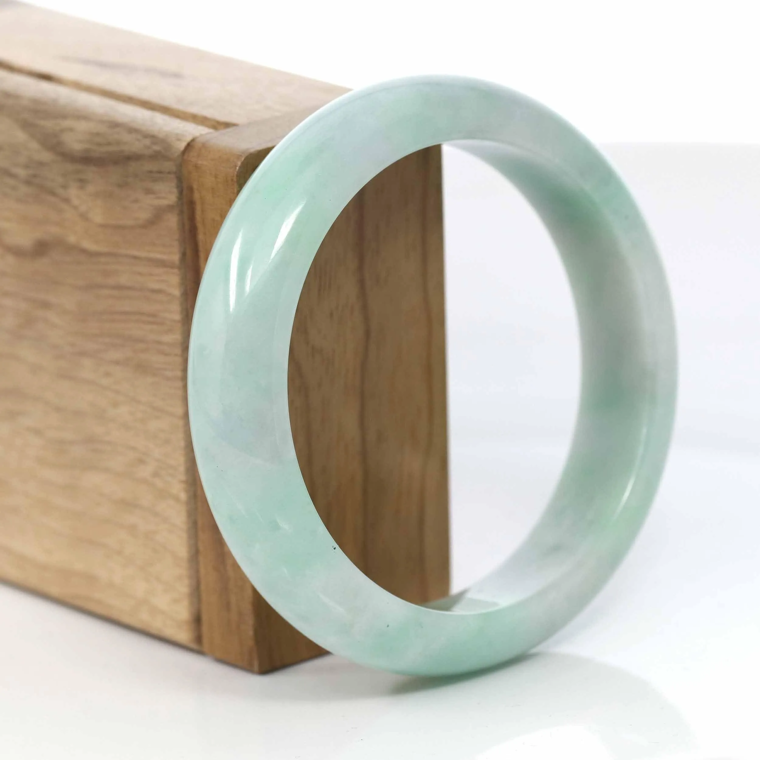 Lavender- Green Natural Genuine Burmese Jadeite Jade Bangle ( 57.54 mm ) #993