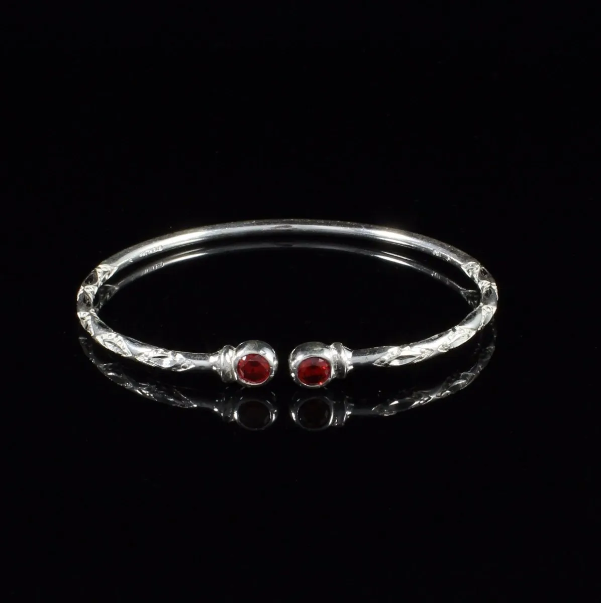 Light Bangle with Synthetic Garnet January Birthstone