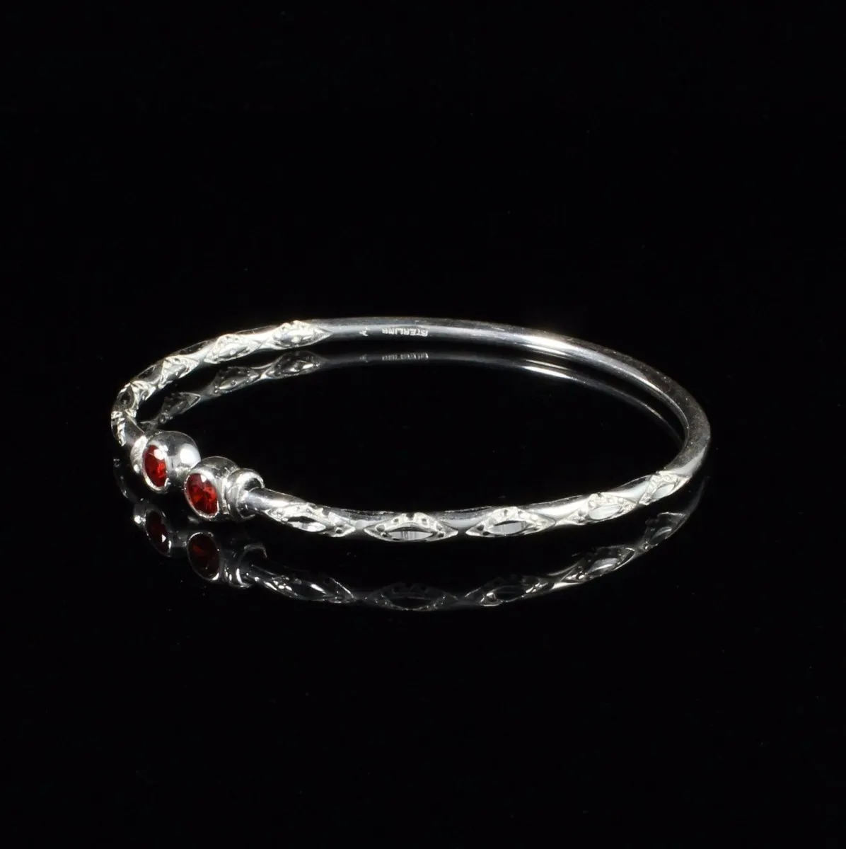 Light Bangle with Synthetic Garnet January Birthstone