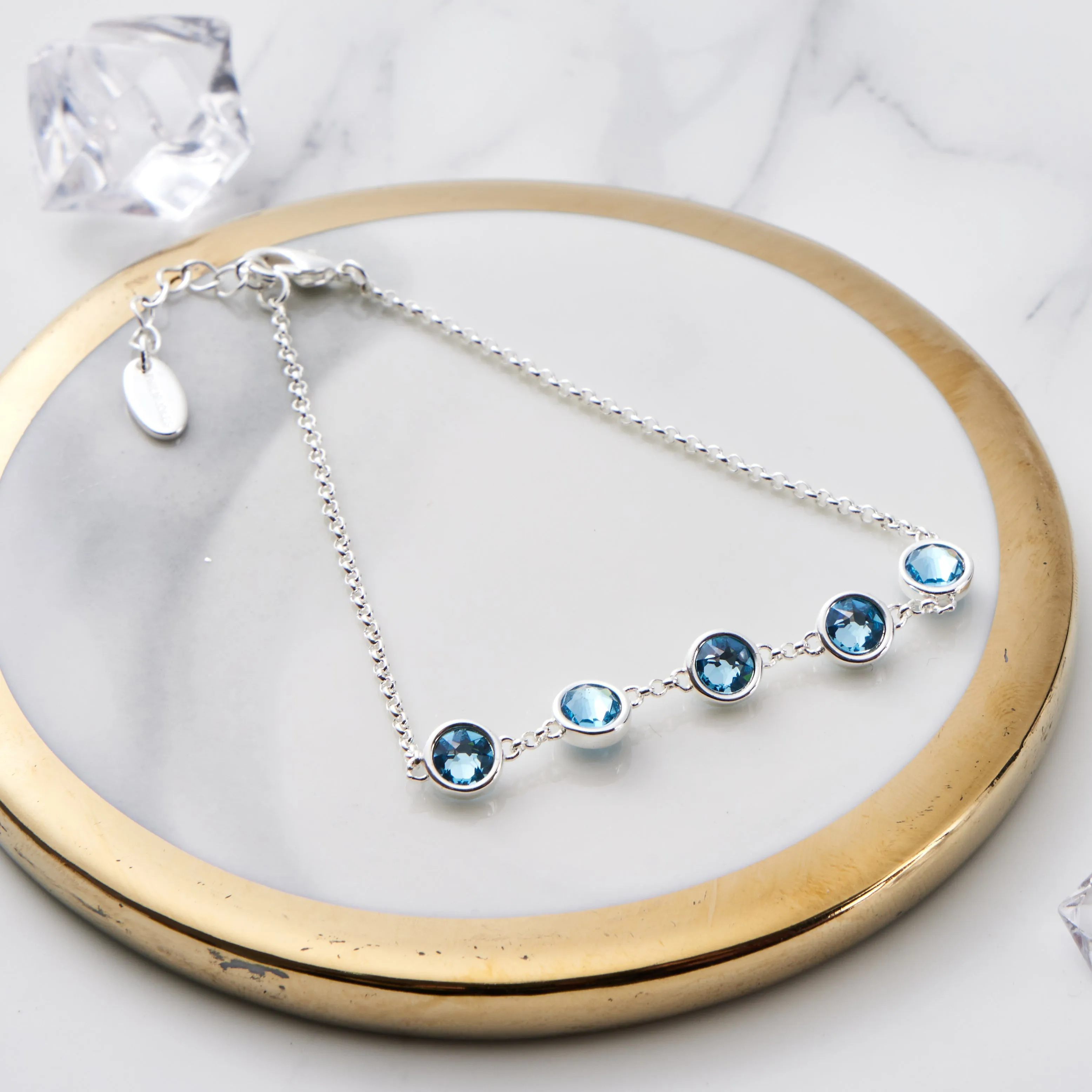 Light Blue Crystal Chain Bracelet Created with Zircondia® Crystals