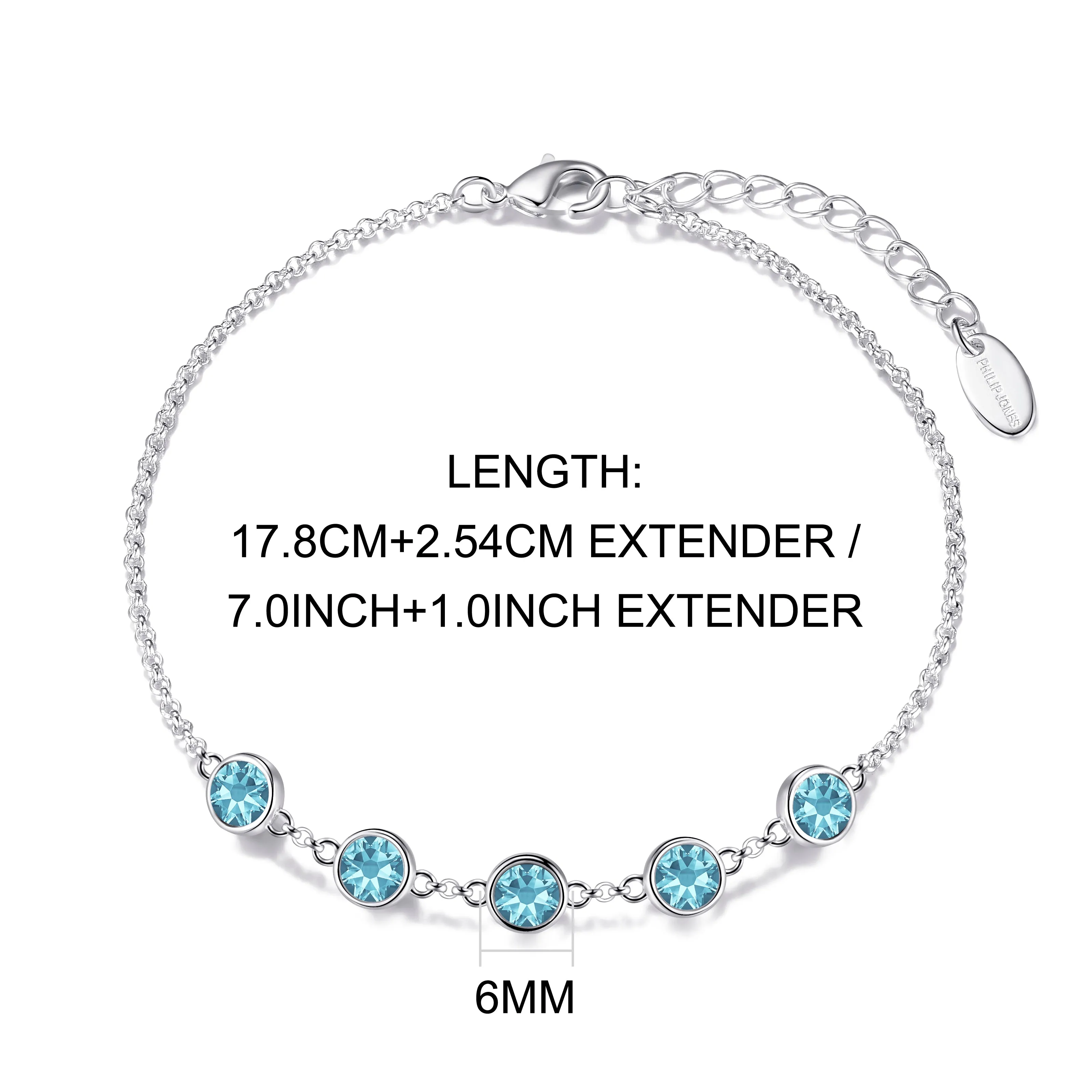 Light Blue Crystal Chain Bracelet Created with Zircondia® Crystals