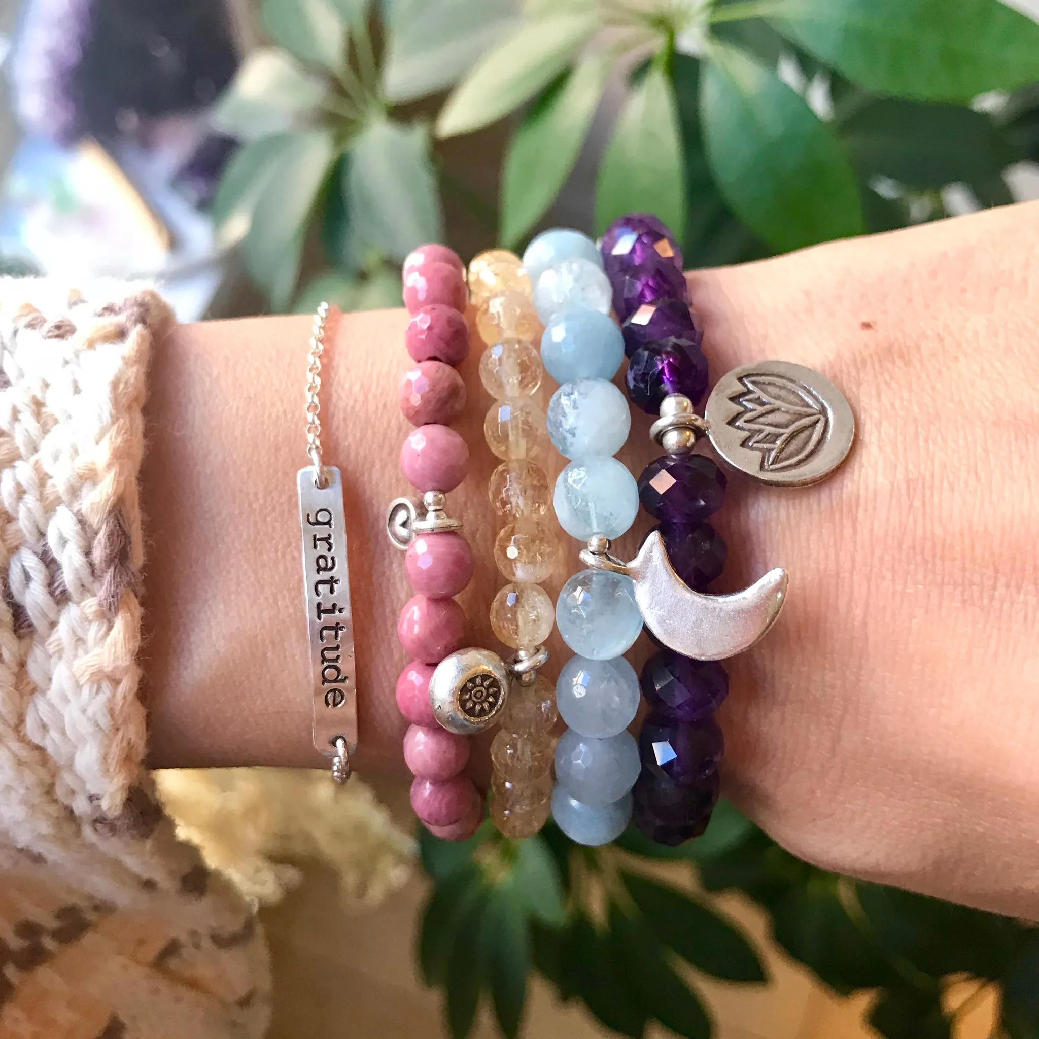 Luna Crescent Moon Bracelet | Aquamarine