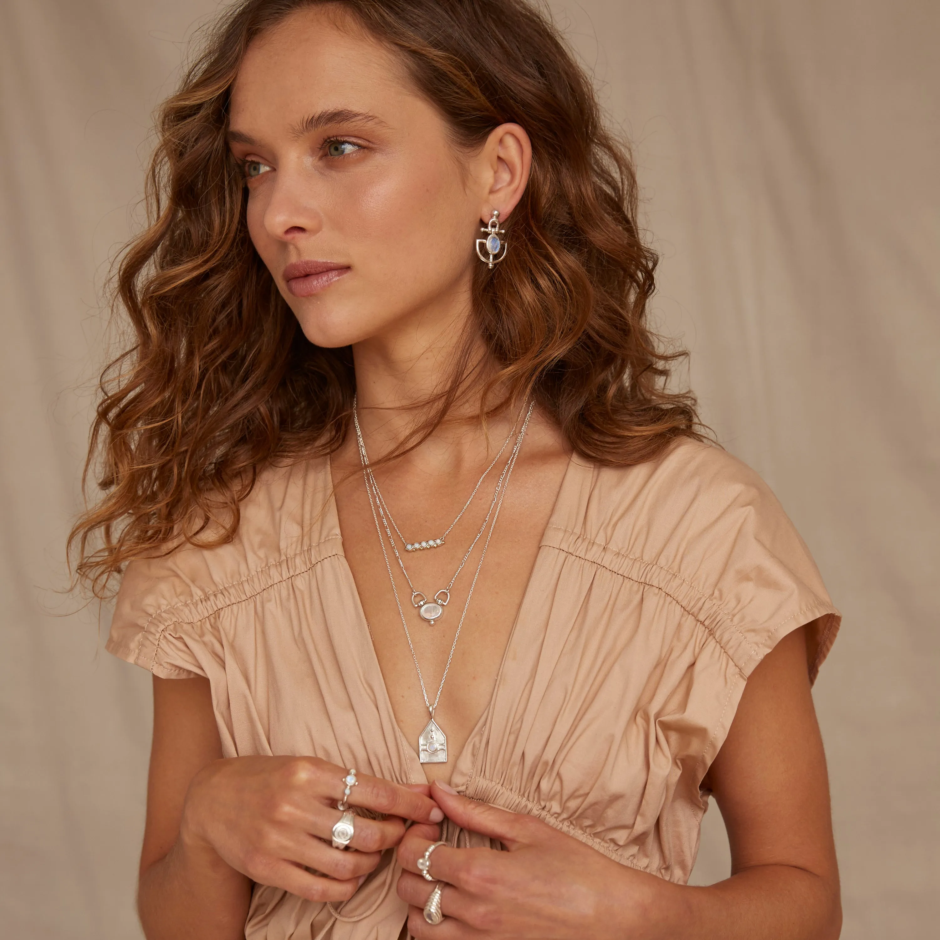 Lyra Moonstone Silver Earrings