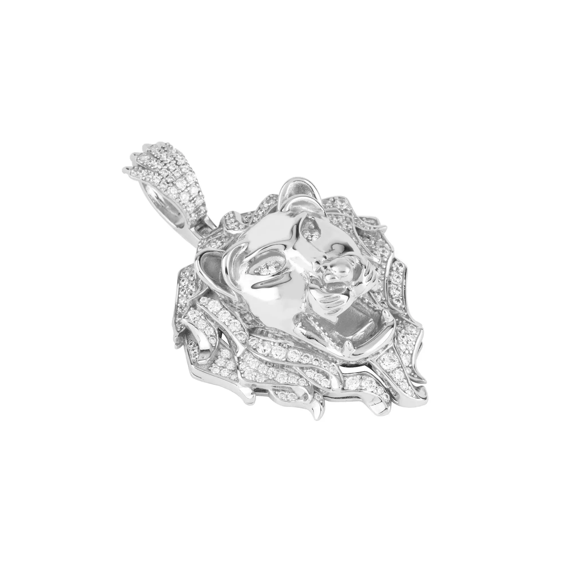 Majestic Roar Zircon Studded Silver Locket