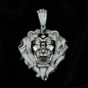 Majestic Roar Zircon Studded Silver Locket