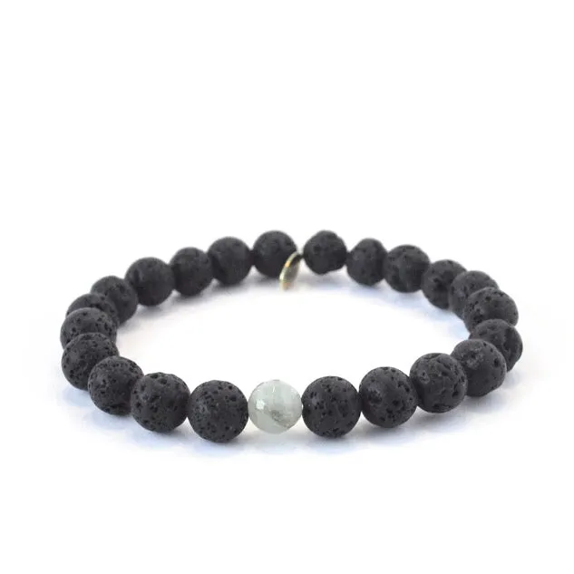 March Birthstone Bracelet | 8mm Aquamarine   Lava