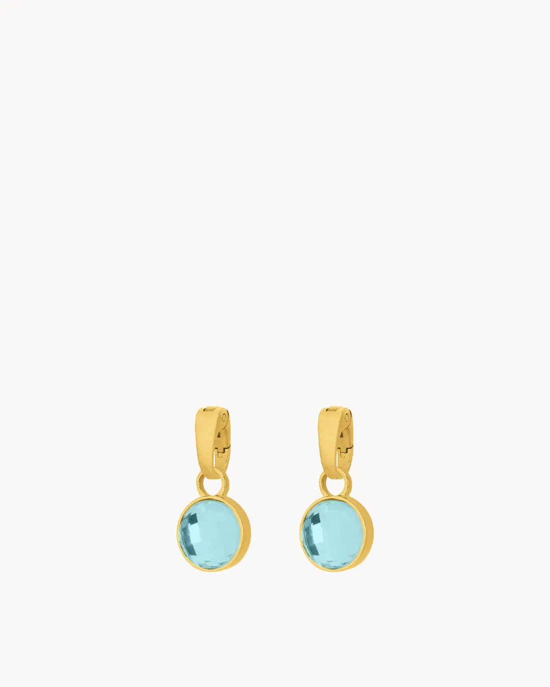 March Birthstone Peace Dainty Signature Earring Pendants, Gold