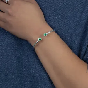 Medium Bangle with Synthetic Emerald May Birthstone