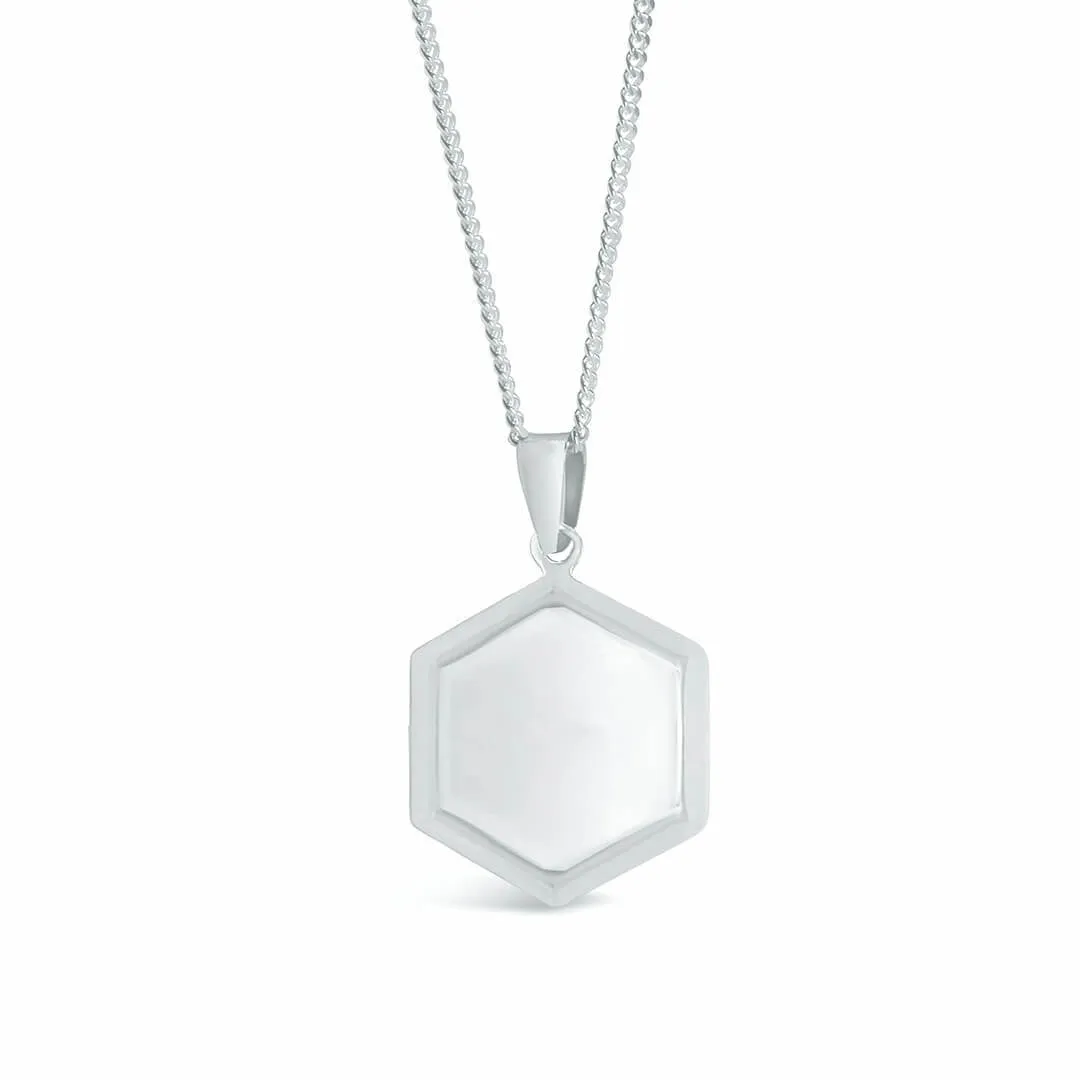 Men's Hexagon Locket Necklace Silver   Photos