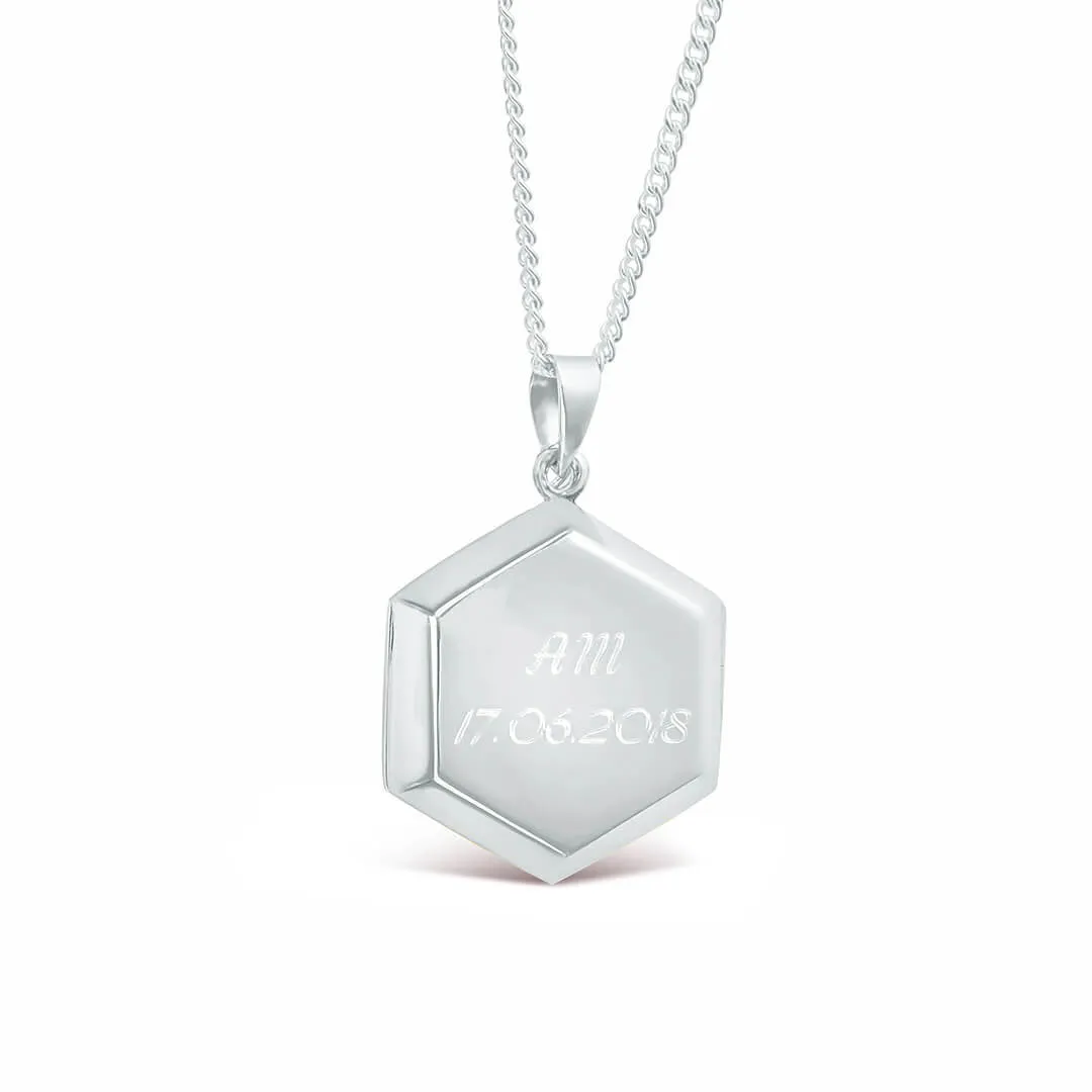 Men's Hexagon Locket Necklace Silver   Photos