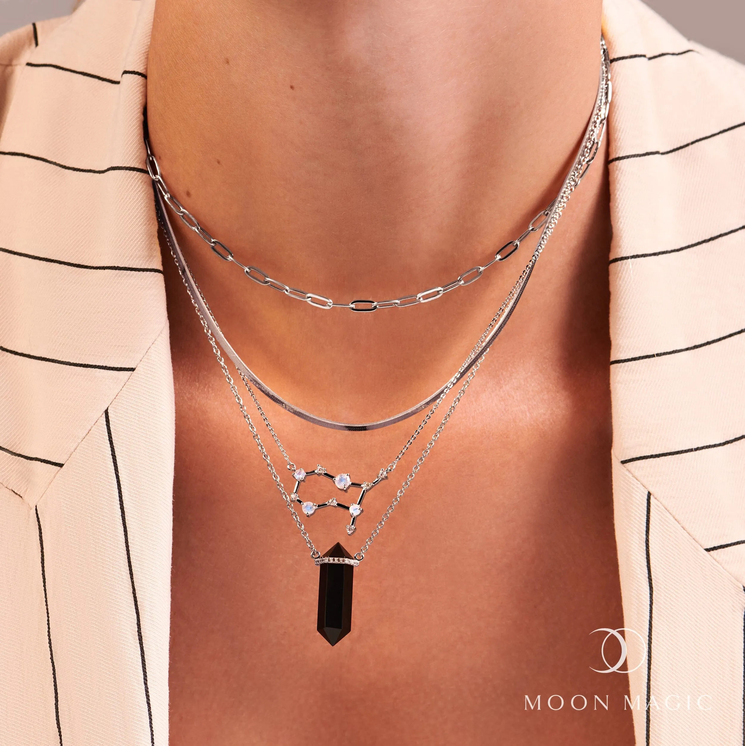 Moonstone Necklace - Gemini Zodiac Constellation
