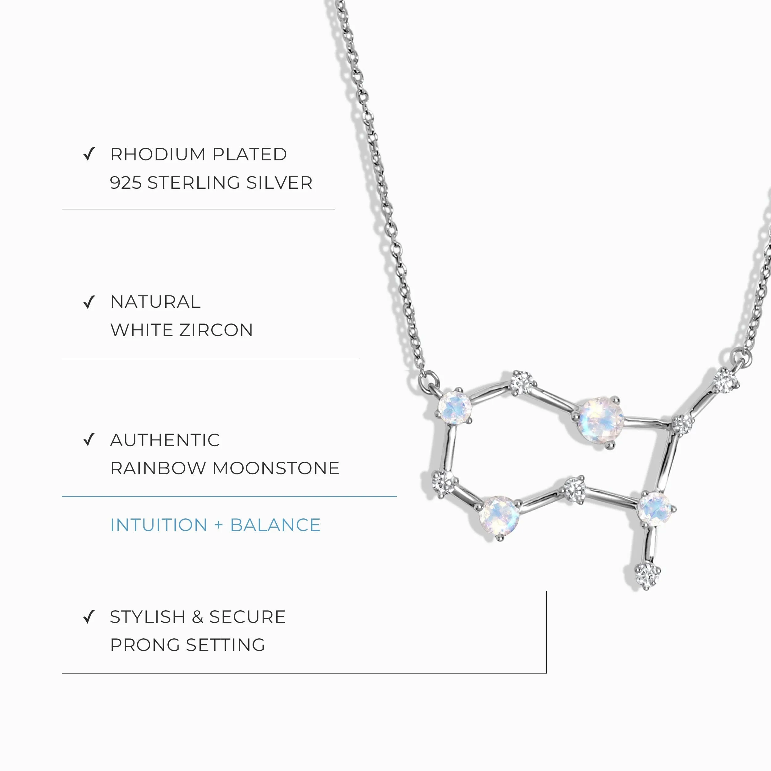 Moonstone Necklace - Gemini Zodiac Constellation