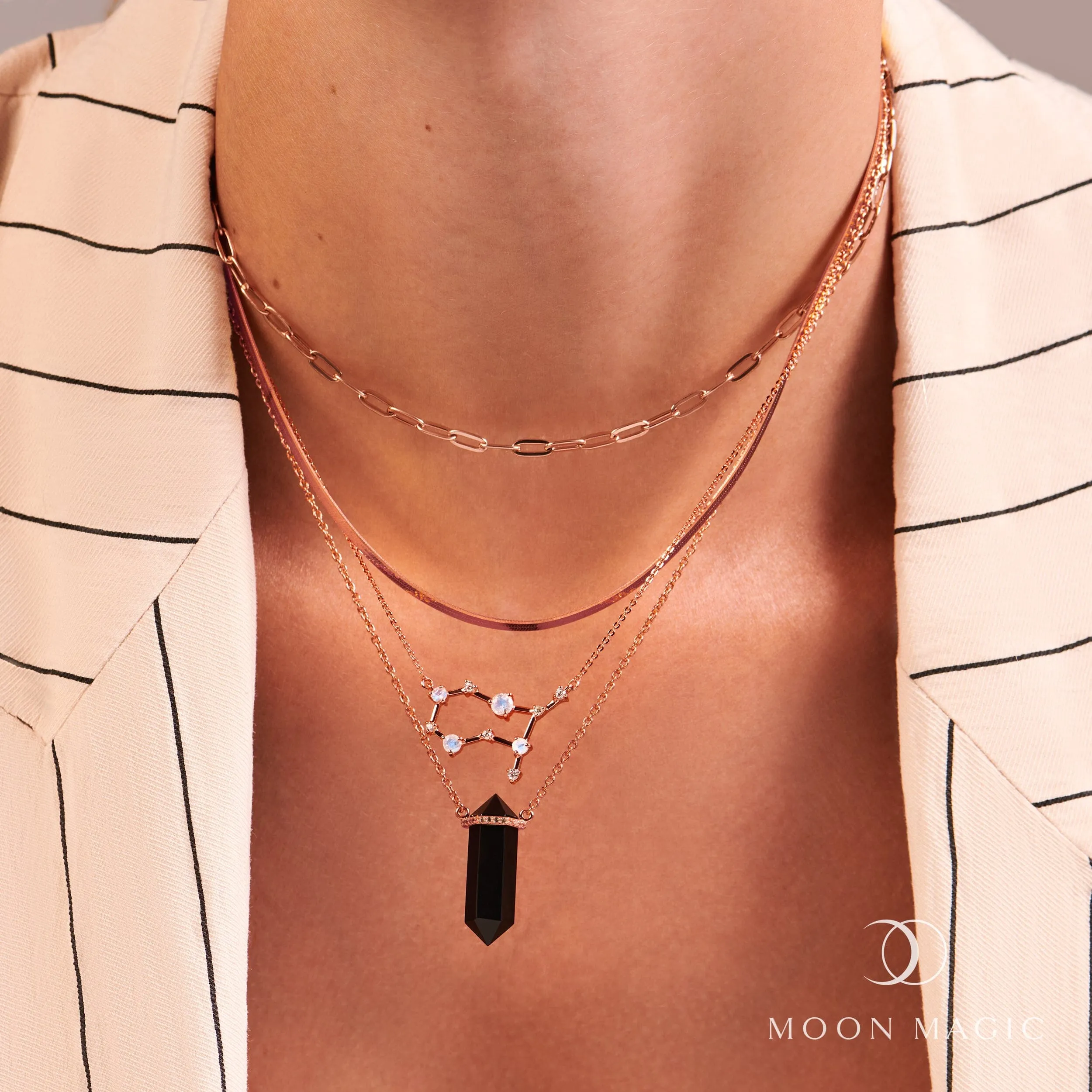 Moonstone Necklace - Gemini Zodiac Constellation