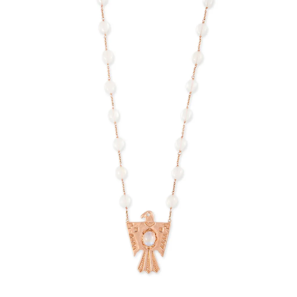 MOONSTONE THUNDERBIRD BEADED CHAIN NECKLACE