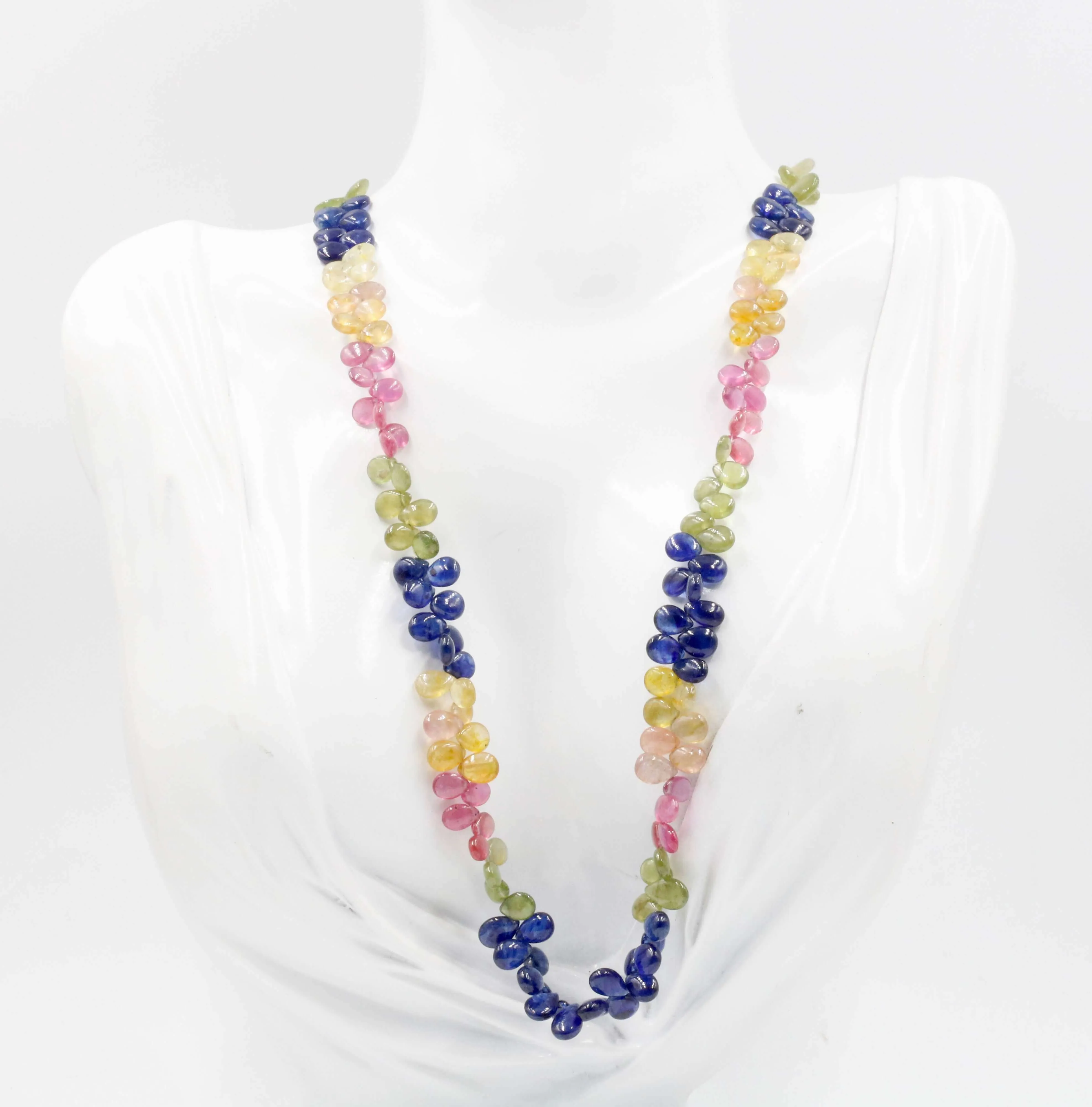 Multi Color Sapphire Necklace Natural Sapphire Necklace Multi Color Sapphire Beaded Gemstone Necklace Sapphire Necklace Sarafa SKU: 6142952