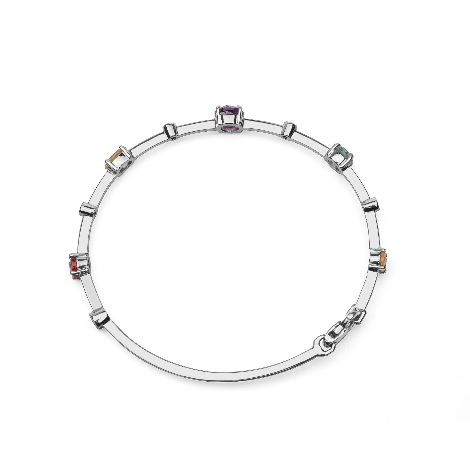 Multi coloured gemstones 18k white gold bracelet