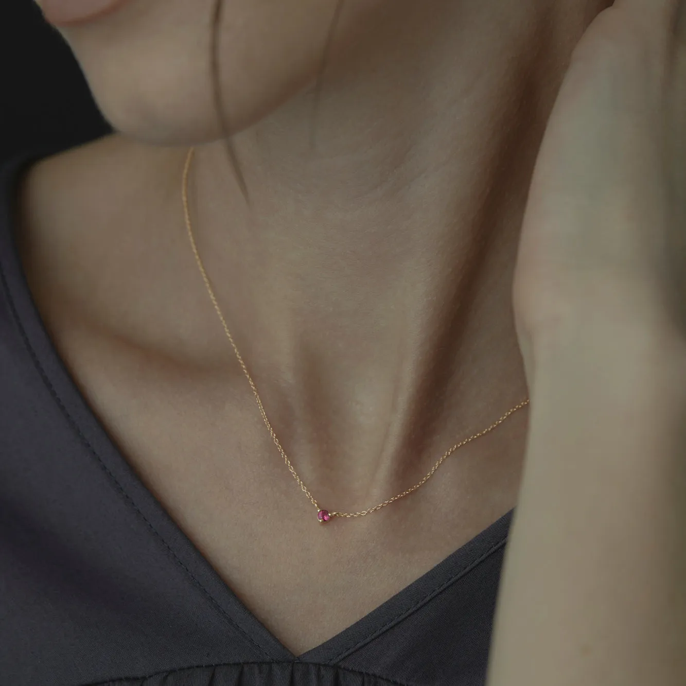 N6701R | 3mm Ruby Birthstone Necklace