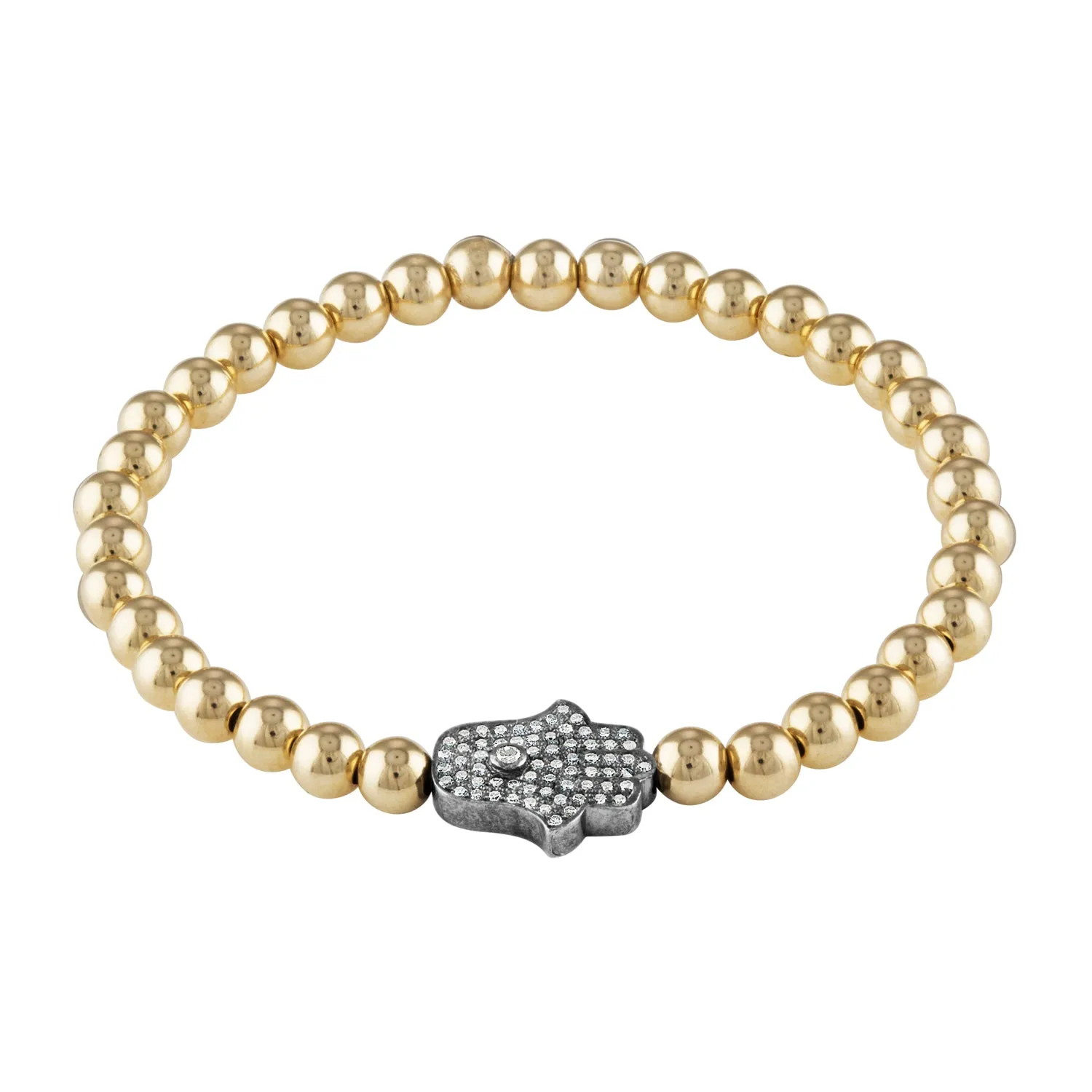 Nathan & Moe Gold Bead and Hamsa Charm Bracelet