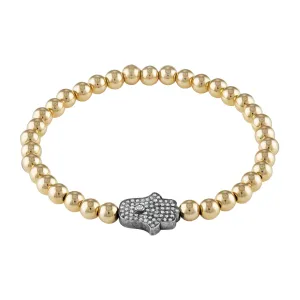 Nathan & Moe Gold Bead and Hamsa Charm Bracelet