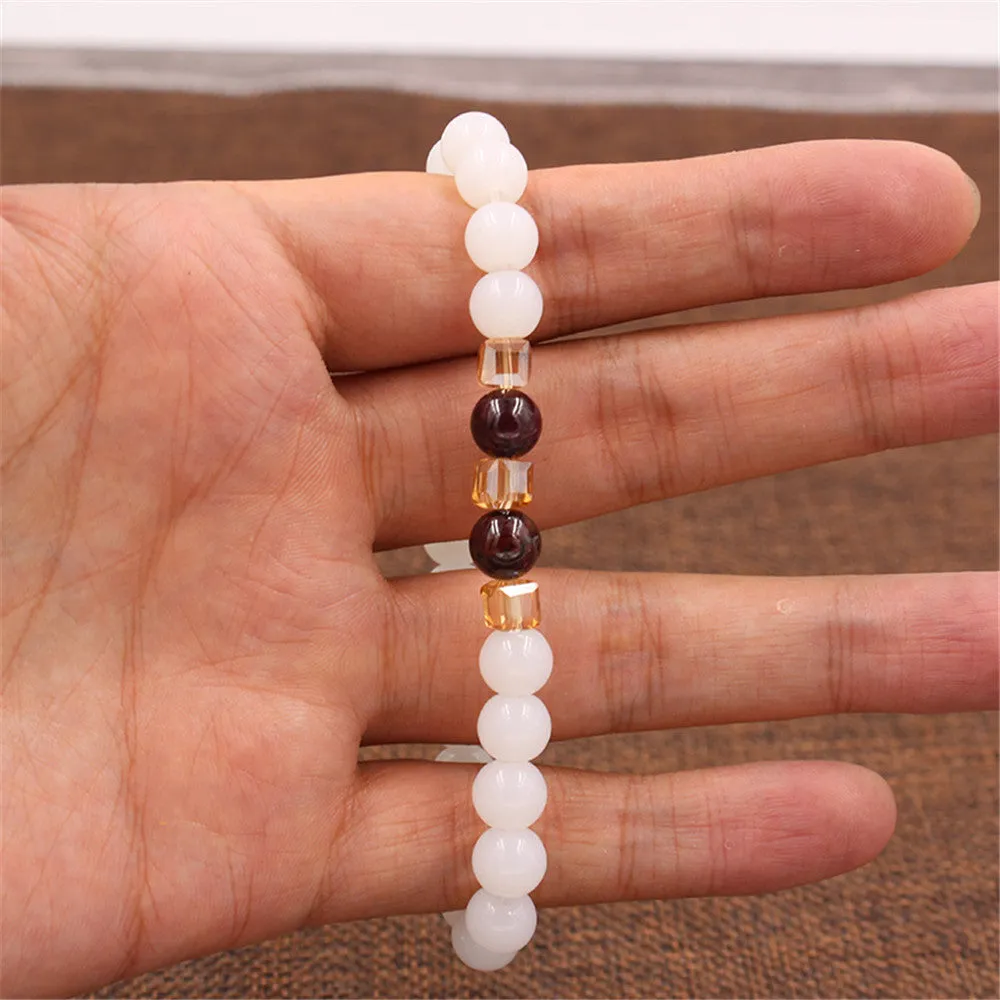 Natural garnet white jade bracelet