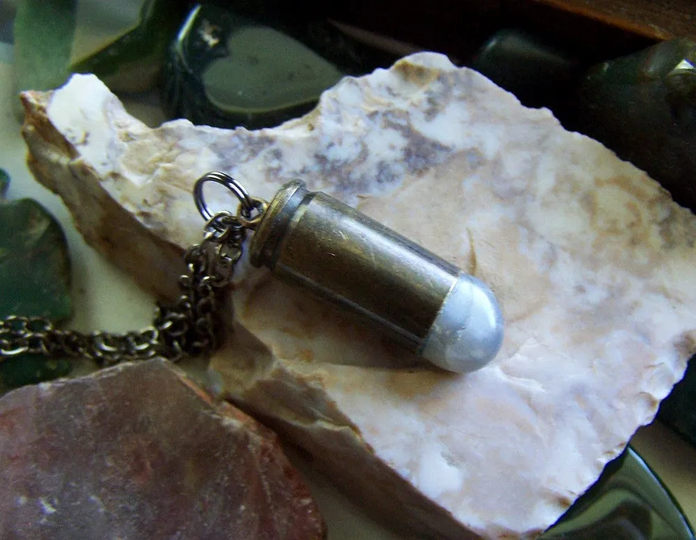 Natural Moonstone Crystal Bullet Jewelry Pendant Necklace