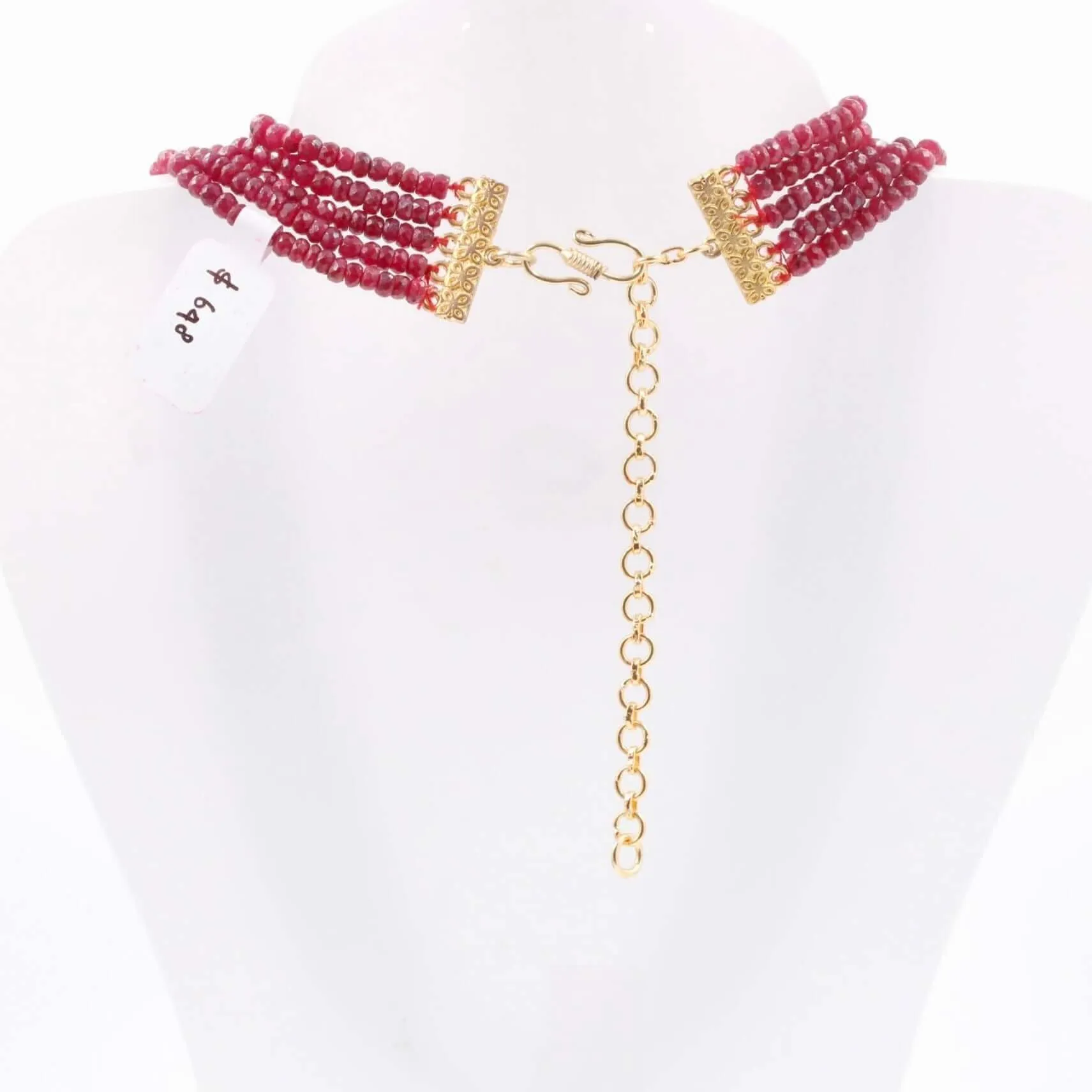 Natural Ruby Necklace Ruby Gemstone Necklace Beaded Necklace Long Necklace Faceted Rondelle Necklace Layered Necklace Indian Necklace SKU:6142843
