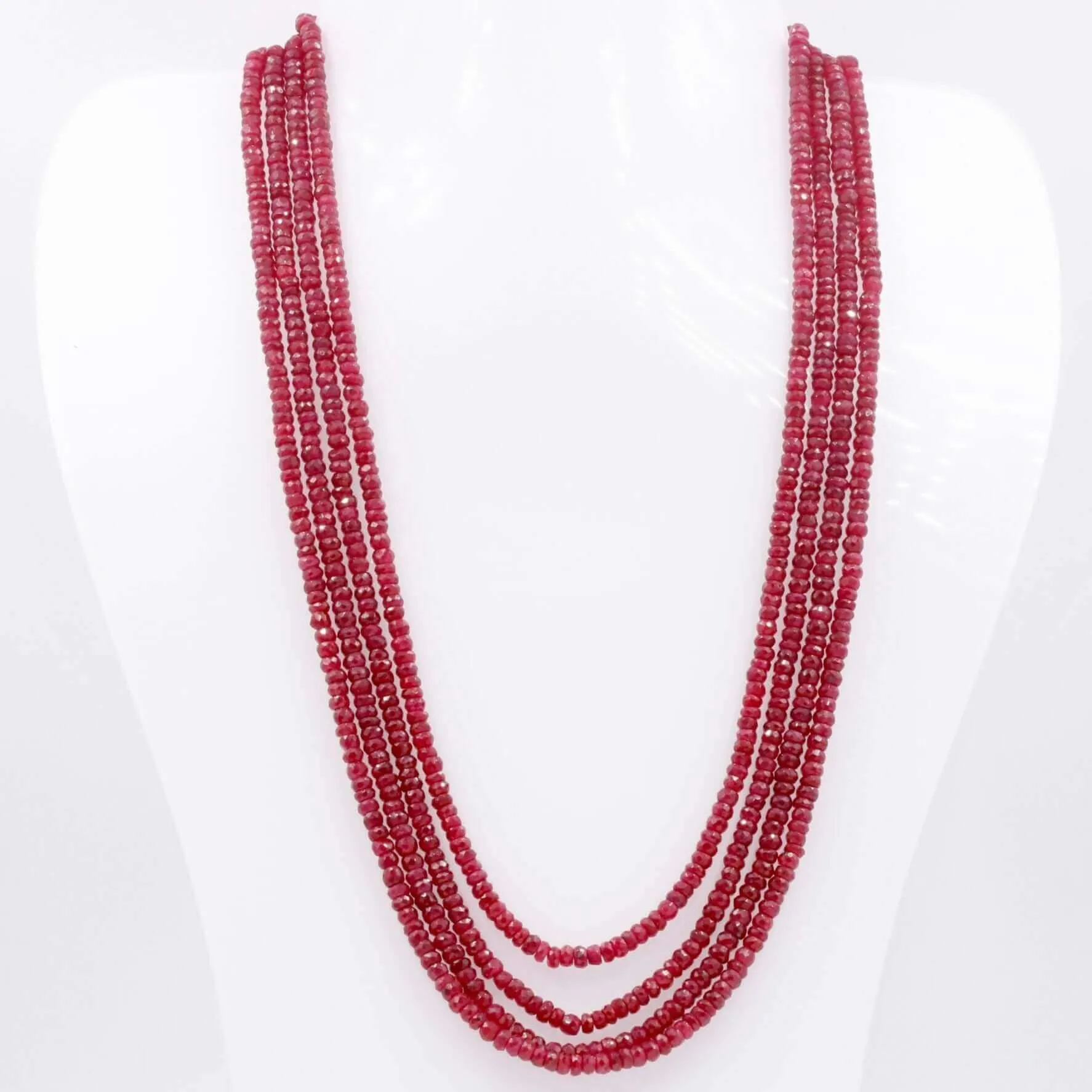 Natural Ruby Necklace Ruby Gemstone Necklace Beaded Necklace Long Necklace Faceted Rondelle Necklace Layered Necklace Indian Necklace SKU:6142843