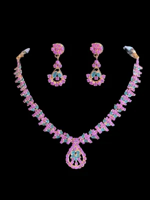 NS42 ruby emerald  gold plated necklace set ( READY TO SHIP)