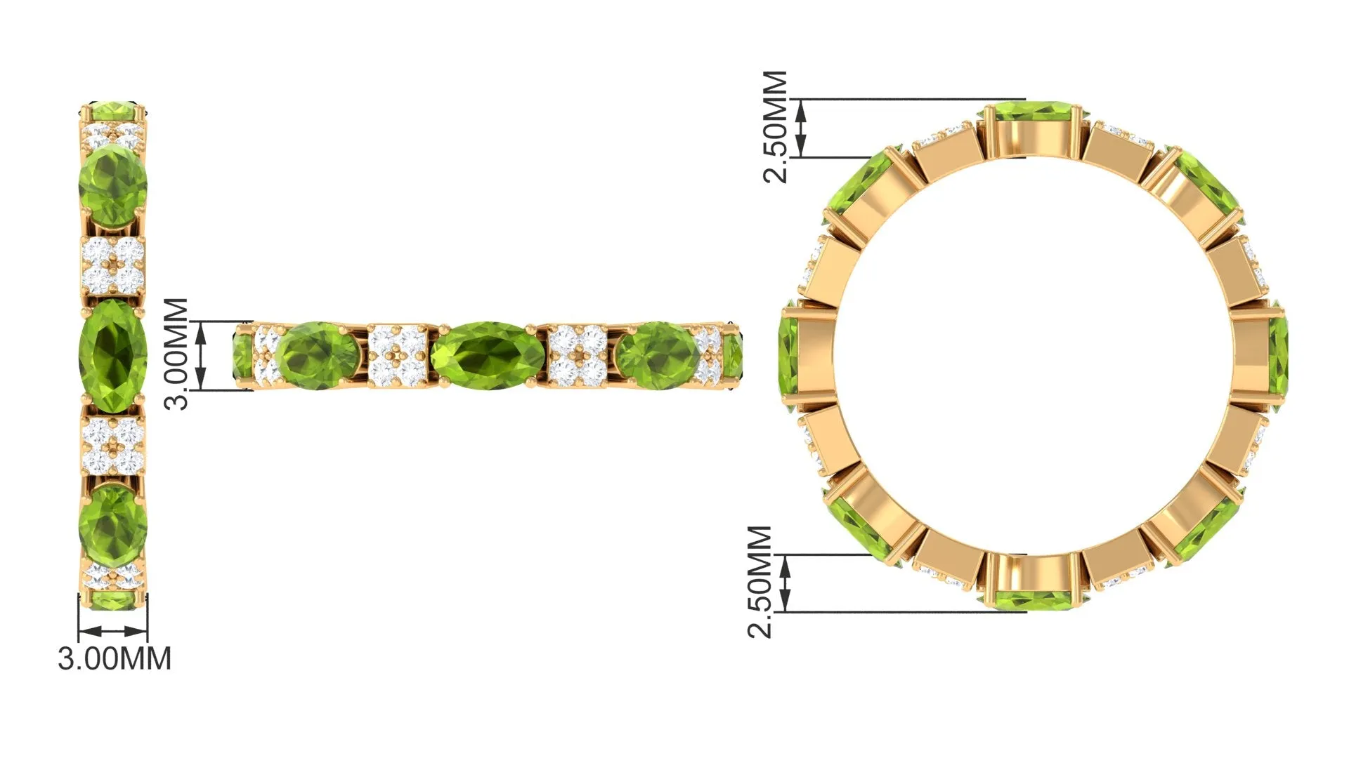 Oval Cut Peridot and Diamond Eternity Ring