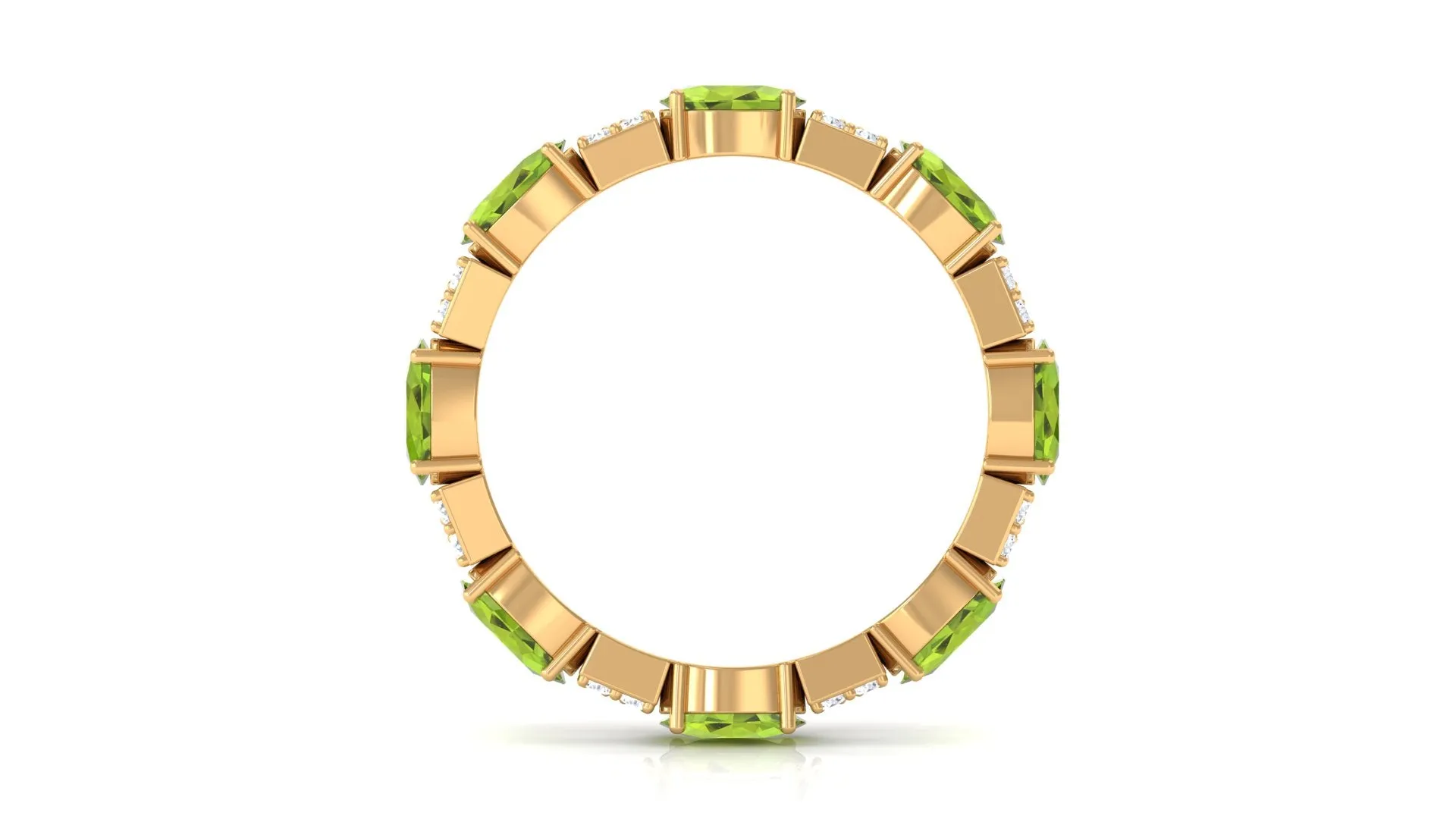 Oval Cut Peridot and Diamond Eternity Ring
