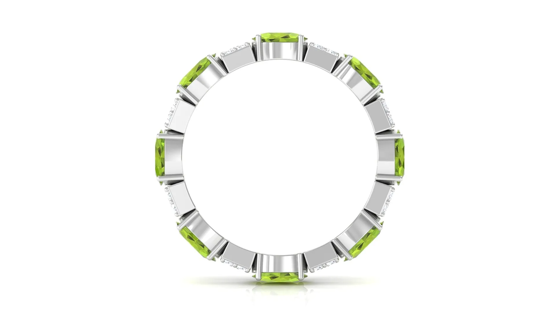 Oval Cut Peridot and Diamond Eternity Ring