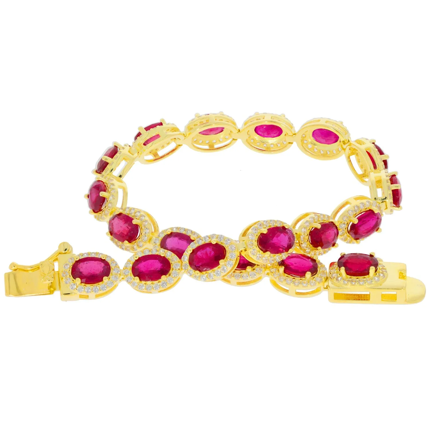 Oval Purple Sapphire Sterling Silver Bracelet with Accent