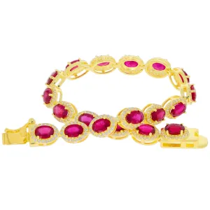 Oval Purple Sapphire Sterling Silver Bracelet with Accent