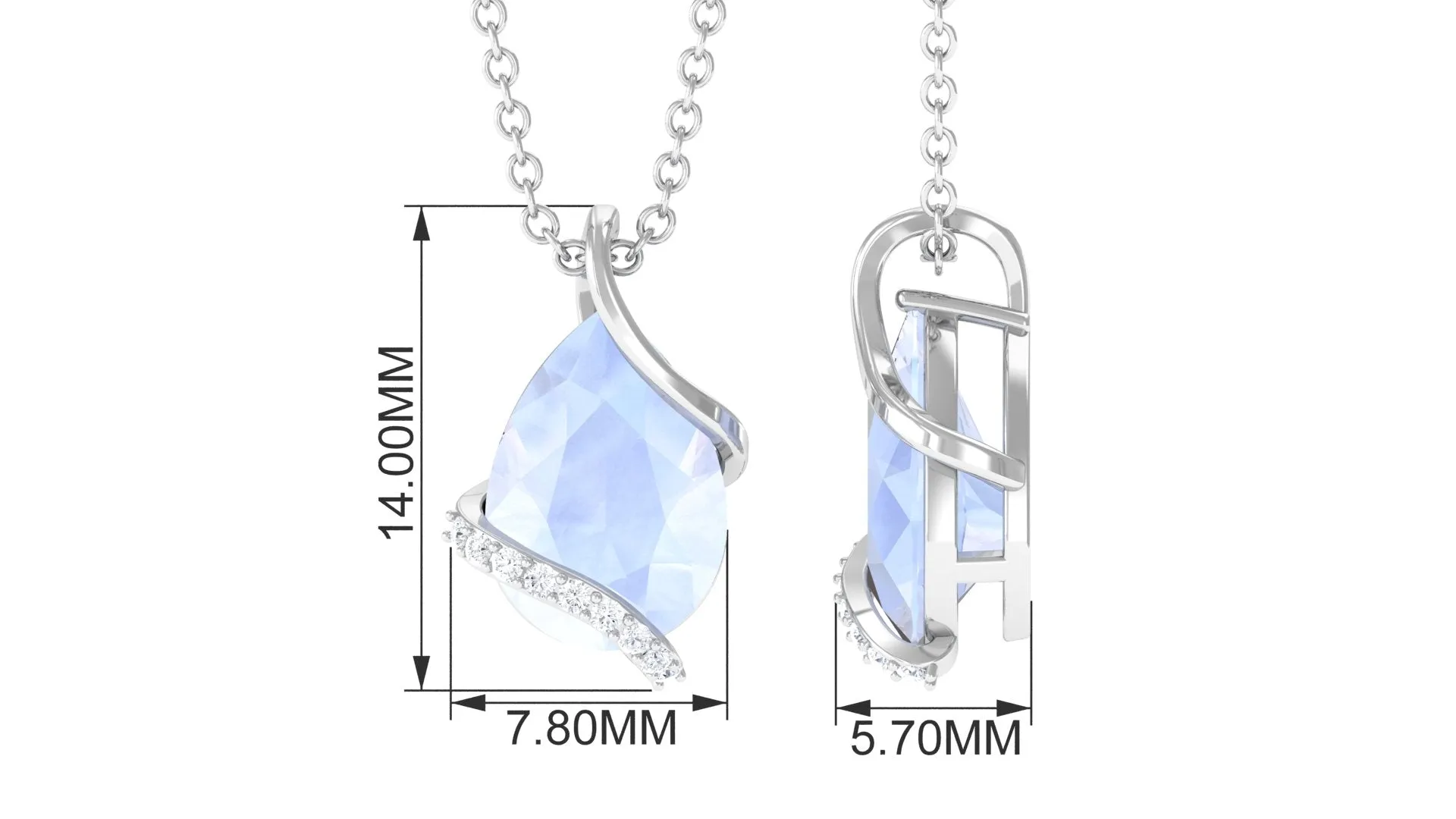Pear Shaped Moonstone Solitaire Pendant Necklace