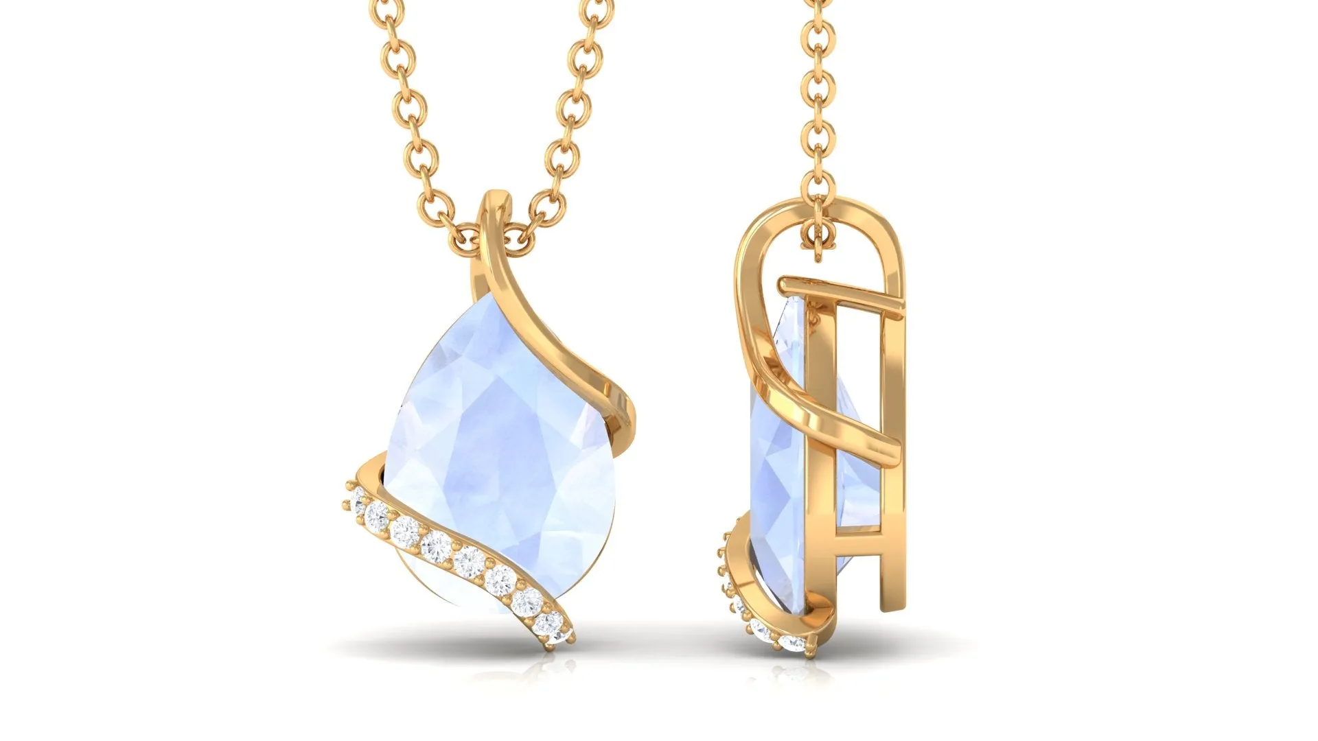 Pear Shaped Moonstone Solitaire Pendant Necklace
