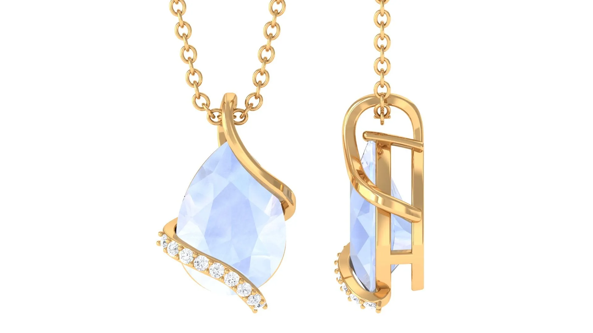 Pear Shaped Moonstone Solitaire Pendant Necklace