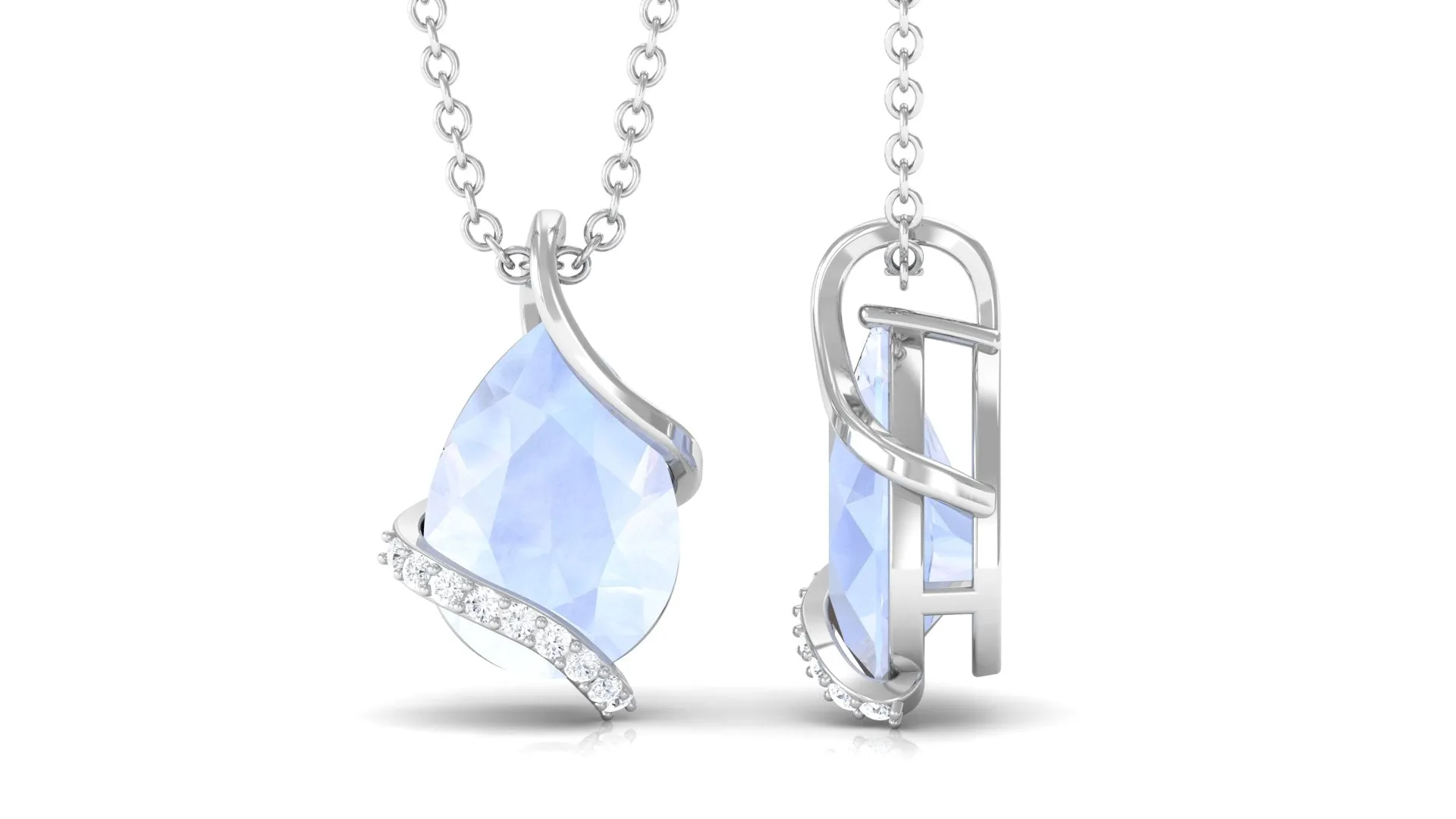 Pear Shaped Moonstone Solitaire Pendant Necklace