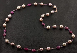 Pearl, Ruby & Amethyst Necklace
