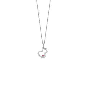Petite Wulu Necklace White Gold Diamonds with Ruby