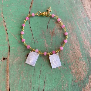Pink Sacred Heart Scapular Bracelet