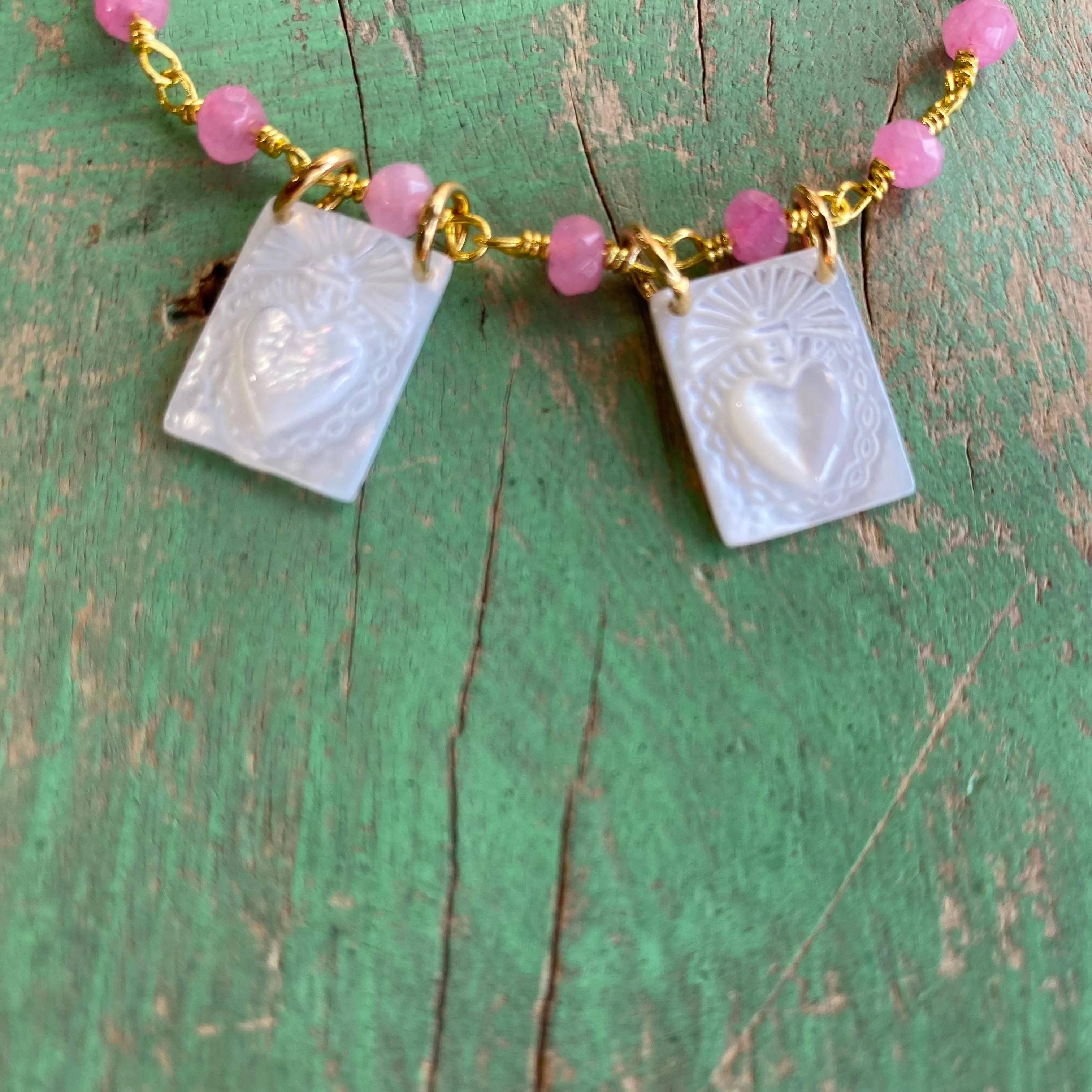 Pink Sacred Heart Scapular Bracelet