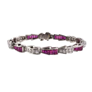 Platinum Burma Ruby and Diamond Bracelet