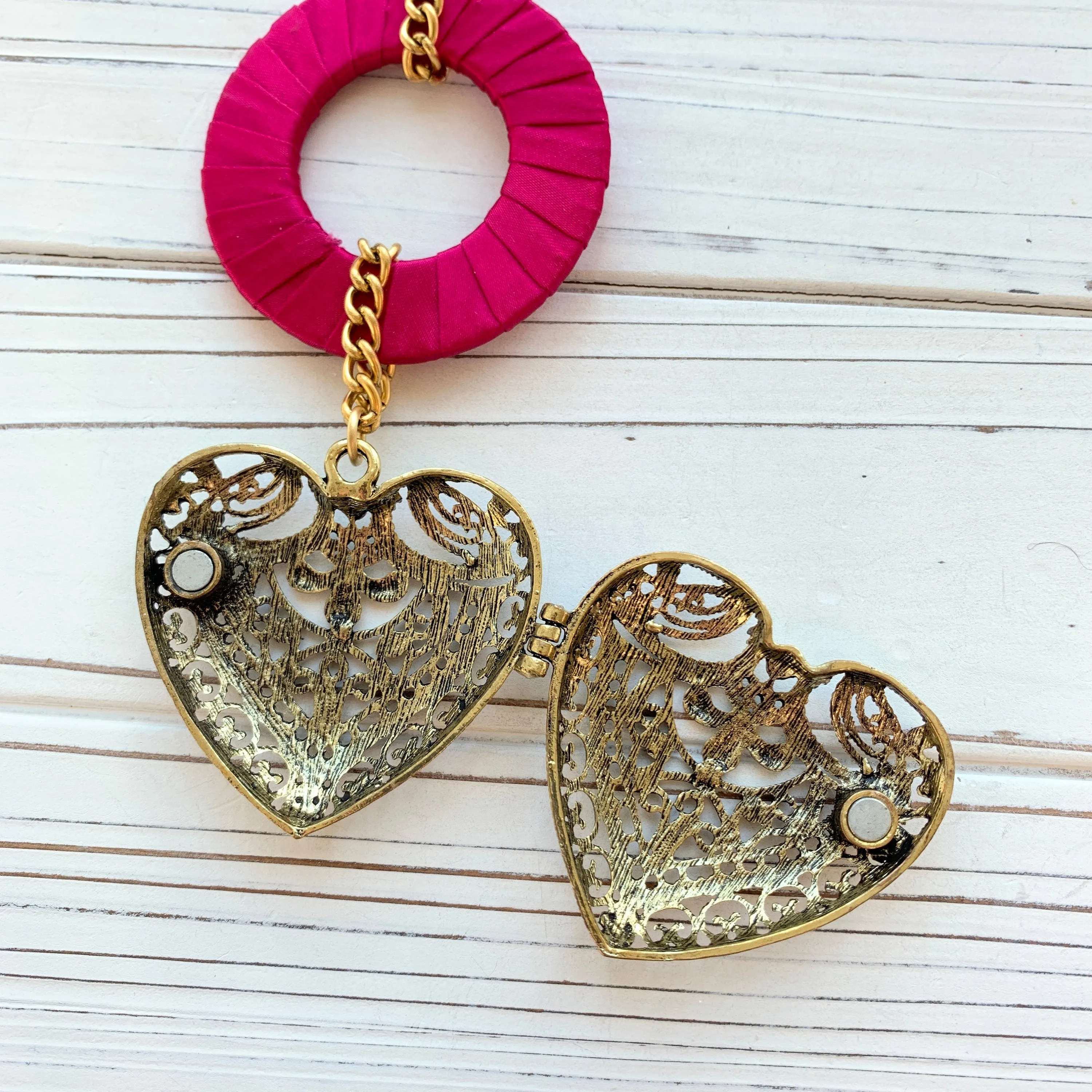 Puffed Heart Locket Necklace