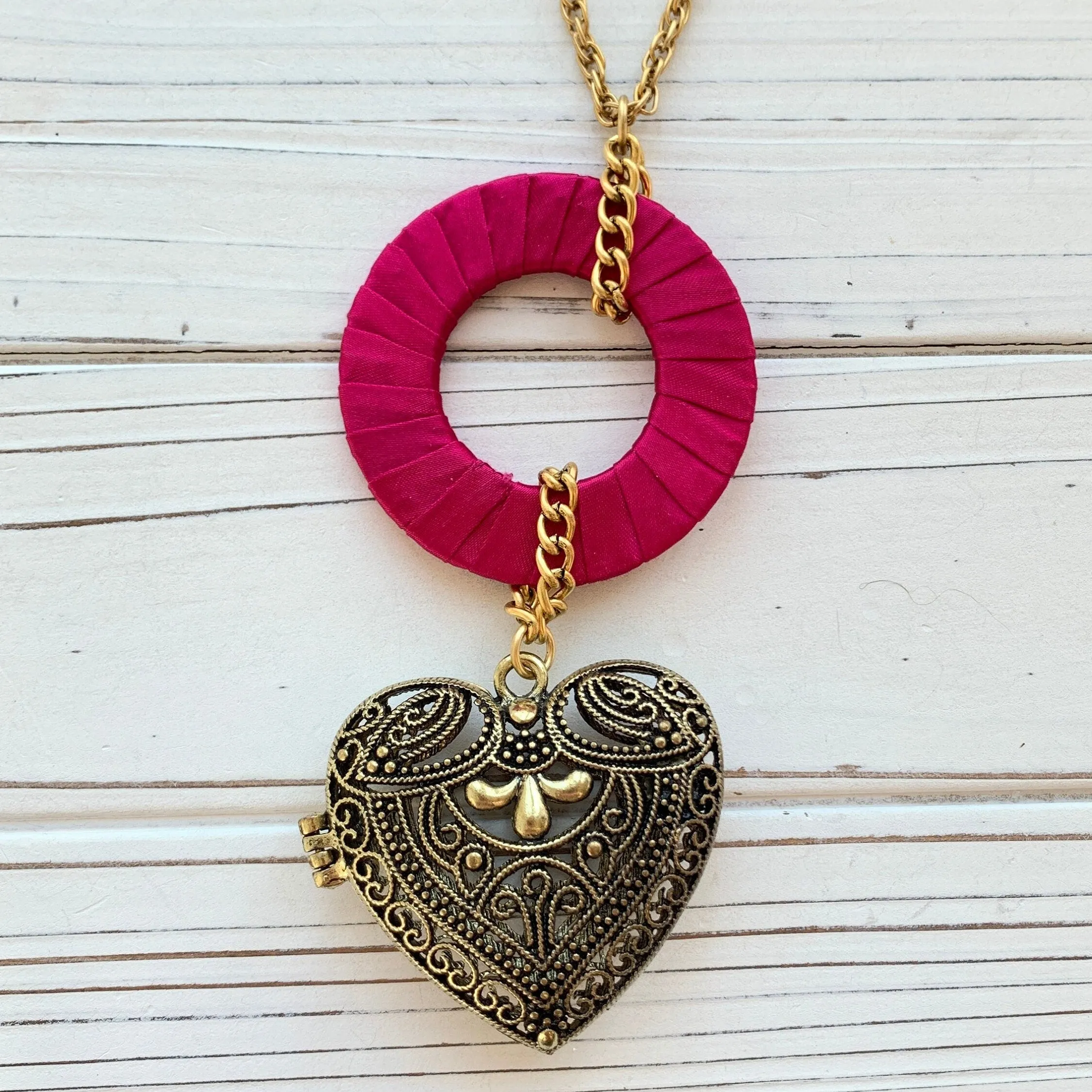 Puffed Heart Locket Necklace