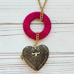 Puffed Heart Locket Necklace